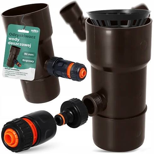 LAPAČ DEŠŤOVÉ VODY 90 MM SBĚRAČ DEŠŤOVÉ VODY REKUPERÁTOR OKAPŮ BRONZOVÝ X5