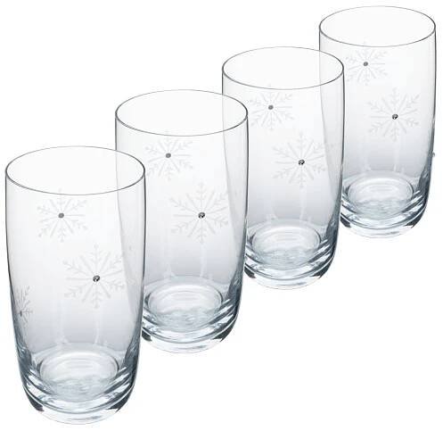 TEMPO-KONDELA SNOWFLAKE DRINK, sklenice na vodu, set 4 ks, s krystaly, 460 ml | lekva.cz