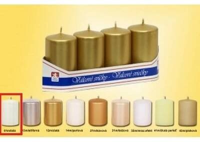 Lima Svíčka hladká metal bílá válec 40 x 70 mm 4 kusy