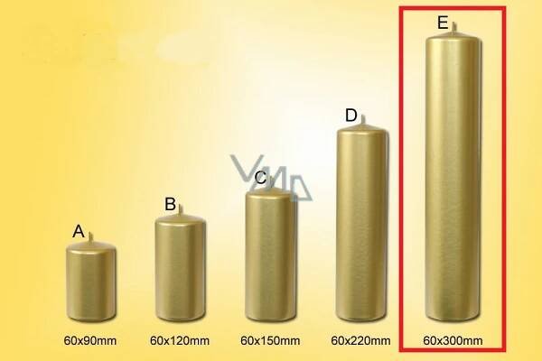 Lima Candle smooth metal gold cylinder 60 x 300 mm 1 piece - VMD parfumerie - drogerie
