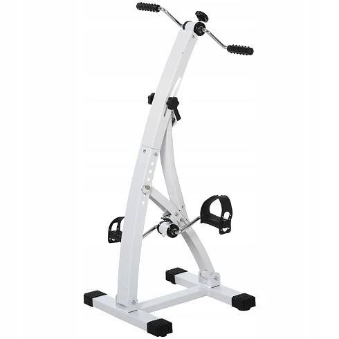 HOMCOM Cvičební kolo Pedálový trenažér pro seniory Ocelová bílá 40 x 42,5 x 100 cm