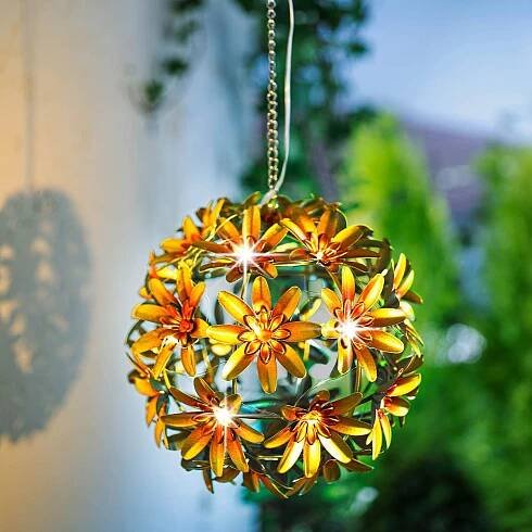 Solární závěsná dekorace Flora, žlutá