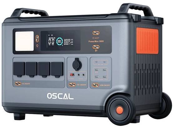 Odolná elektrárna Blackview Oscal PowerMax 3600, baterie LiFePO4 3600 Wh až 57 600 Wh, 14 zásuvek, 5 světelných režimů LED, signál Morseovy abecedy – zástrčka EU