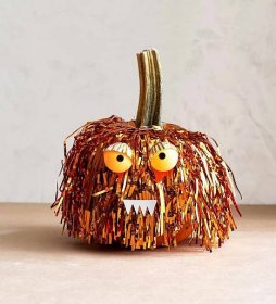 No Carve Pumpkin Tinsel Monster