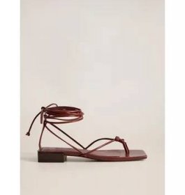 Dámská obuv Vínové kožené sandály Mango Cordon