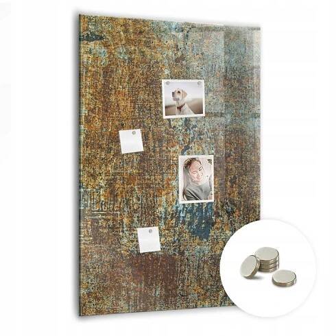 Suchoběžná magnetická tabule s magnety 70 x 100 cm Zrezavělý plech