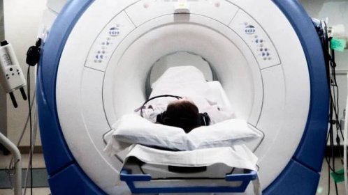 A person undergoing an MRI scan for somatostatinomas.