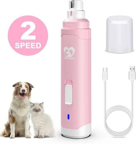 Casfuy Professional 2-Speed Quiet Dog Nail Grinder, Pink