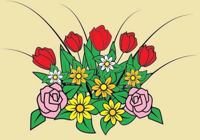 Obrázek, online omalovánka pro malé děti k vybarvení Jarní květiny, Příroda