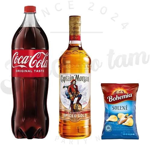 Captain Morgan 0,7l, Coca Cola 2l, Bohemia chips 60g  ZDARMA