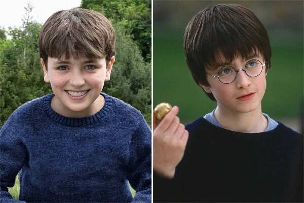 Dominic McLaughlin ; Daniel Radcliffe as Harry Potter.