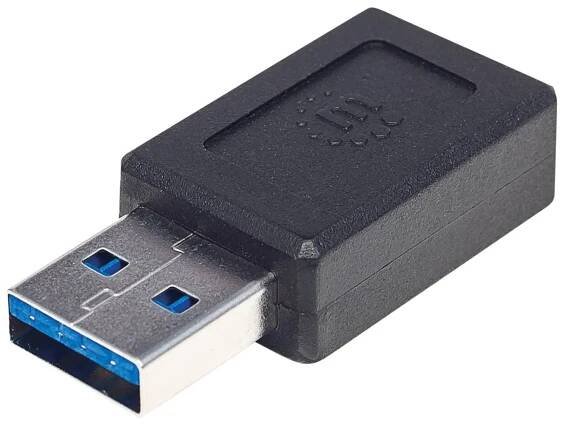 Manhattan USB adaptér, USB 3.1 Gen 2, USB-A Male na USB-C Female, 10 Gbps, černá