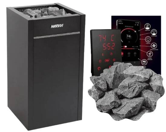 Harvia Virta HL60E 6kW Electric Sauna Heater Package (Xenio CX30 Control + Stones) Harvia