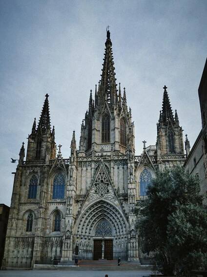 Free Stunning facade of the Gothic Barcelona Cathedral in daylight. Stock Photo