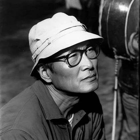 illustration de Akira Kurosawa derriere un camera