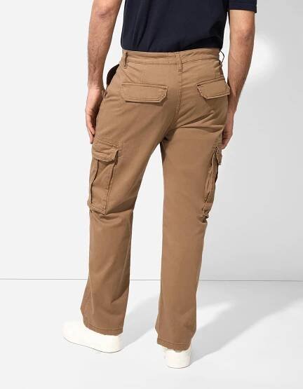 Cargo kalhoty - Rovný střih Straight Fit - hneda