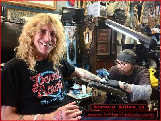 Howard Teman tattooing Steven Adler from Guns and Roses