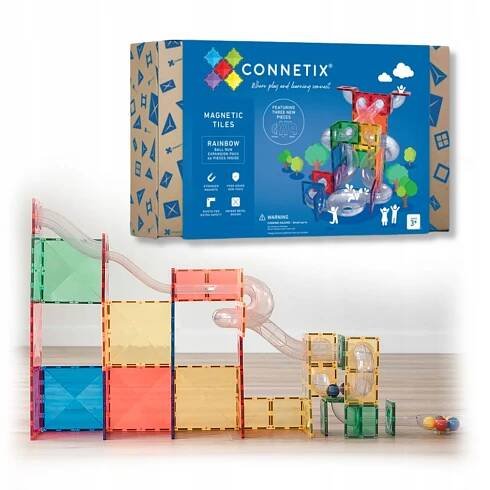 Magnetické konstrukční stavebnice Connetix – kulodrom Ball Run Pack 66 ks.