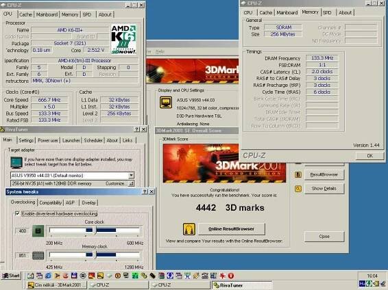 AMD K6-III+ 666MHz+Geforce FX5900 Ultra 3Dmark2001