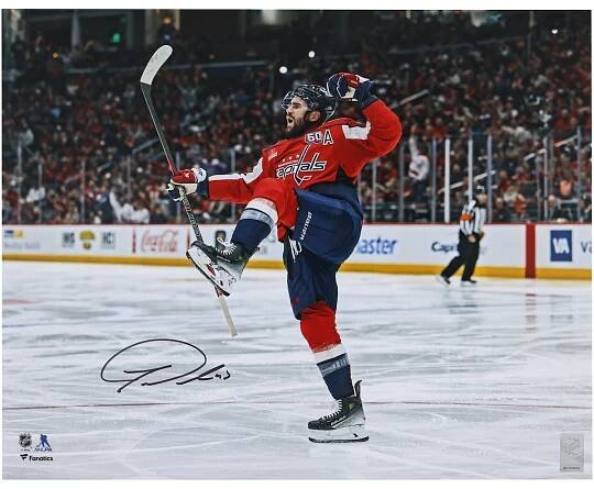 Tom Wilson Washington Capitals Autographed 16" x 20" Red Jersey Celebration Photograph