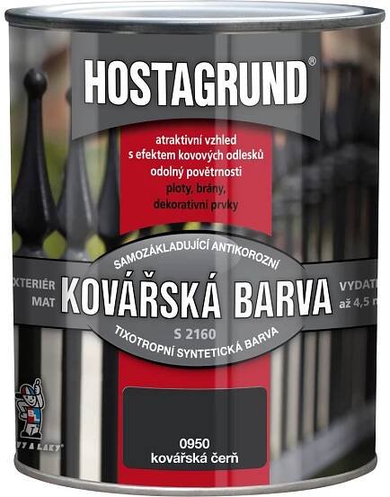 Barvy a laky Hostivař 2v1 S2160 0,6L kovářská čerň 0950