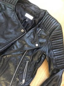 Dámská černá kožená krátká bunda Mango S - Dámské oblečení