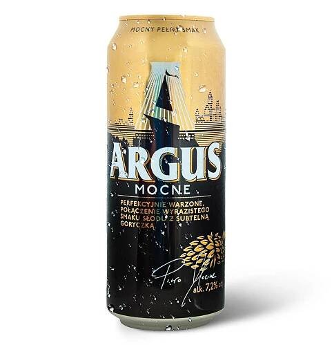 Puszka piwa Argus Mocne o zawartości alkoholu 7,2% obj.