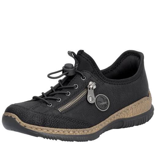 Rieker Ready 2 Go sneakers til dame i sort med bløde Memosoft indlæg. Model: N3267-01