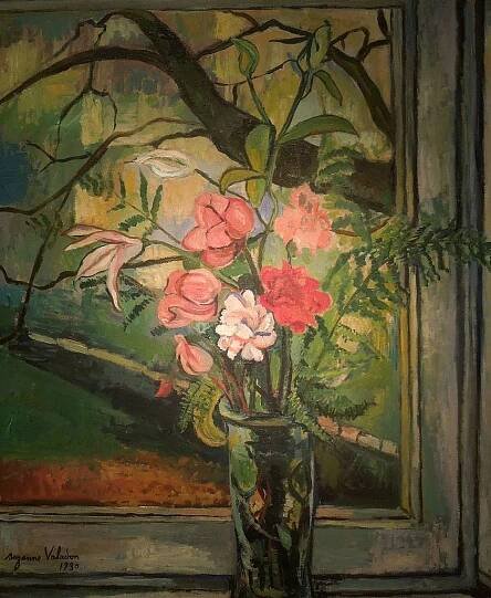 Suzanne Valadon Painting - Flowers in Front of a Window