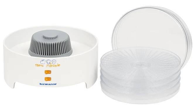 SUŠIČKA HUB OVOCE ZELENINY BYLIN NIEWIADÓW 530 W DOMÁCÍ 4 SÍTA TICHÁ Další funkce zestaw 6 sit przezroczystych o wys.5 cm
