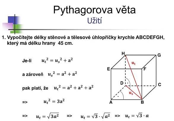 PPT - Pythagorova věta užití v prostoru PowerPoint Presentation, free ...