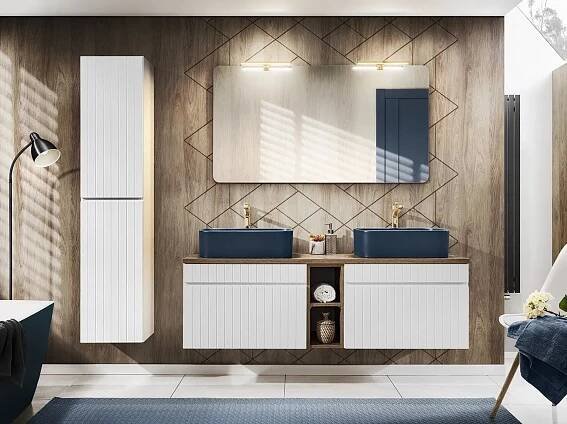 Koupelnová sestava Isabell white 140cm + 2x umyvadlo + zrcadlo - detail