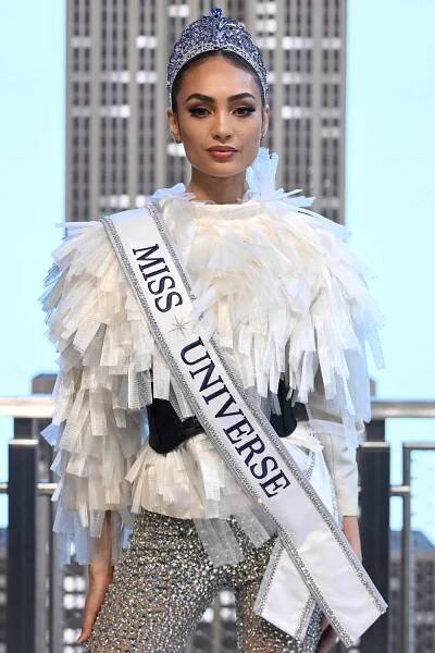 Miss Universe 2022 R'Bonney Gabriel visits The Empire State Building on January 17, 2023