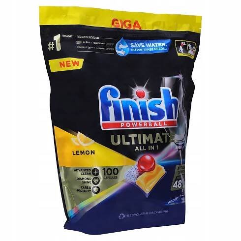 Finish Powerball Ultimate All in 1 Lemon Sparkle kapsle do myčky nádobí 100 ks 1290 g