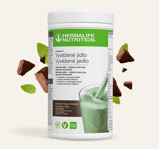 Sleva 25% Herbalife F1 koktejl Máta-čokoláda - Vyvážené jídlo 550g