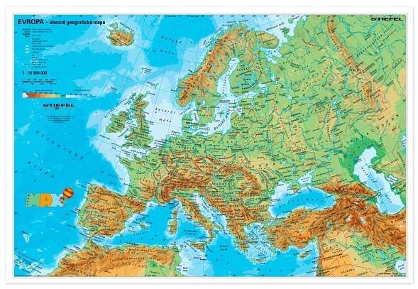 A3 - Evropa fyzická/politická - cz