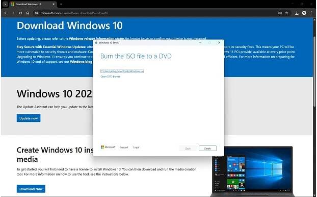 Downloading Windows 10