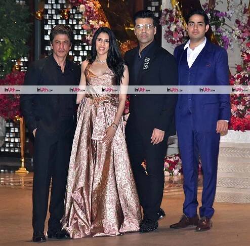 Karan Johar, Shah Rukh Khan with Akash Ambani, Shloka Mehta