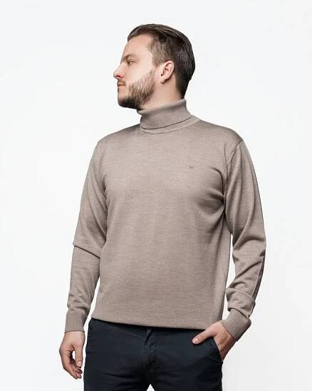 Pánský vlněný rolák Merino - Barva: Hnědá, Velikost: XXL