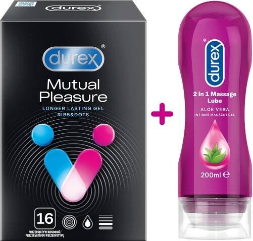 Durex SEX Mutual Pleasure 16 ks + DUREX Intimní masážní gel 2v1 Aloe 200ml