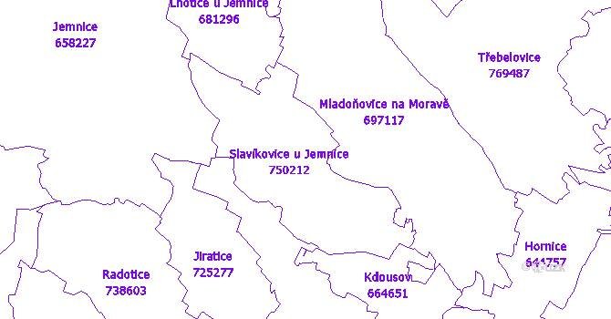 Katastrální mapa Slavíkovice