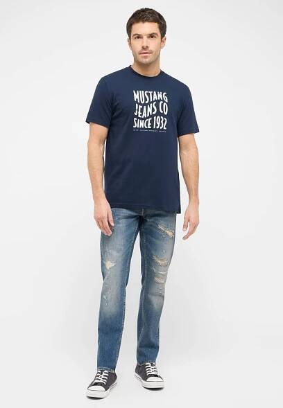 Pánské tričko k.r. MUSTANG modré | EXE JEANS | Specialisté na džíny Mustang, Cross, Mavi a další
