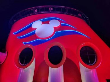 Mickey on a cruise funnel