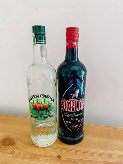 zubrowka and soplica vodkas from poland.