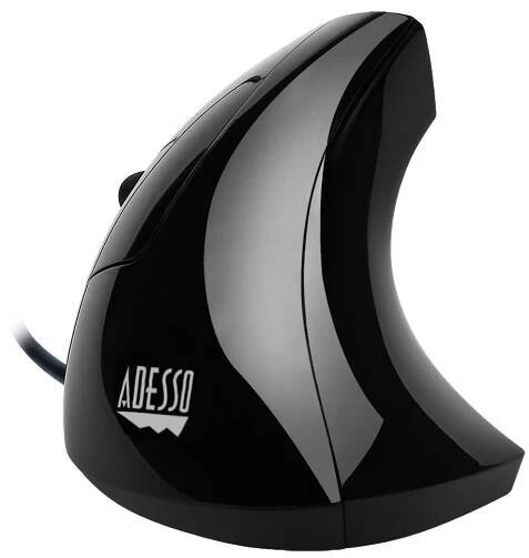 Adesso iMouse E9/ pro leváky/ drátová myš/ vertikální ergonomická/ optická/ podsvícená/ 800-2400 DPI/ USB/ černá | Luskni.cz
