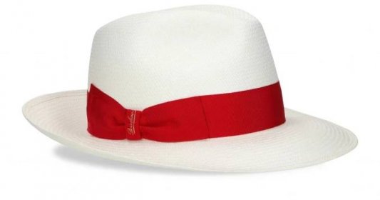 Panamský klobouk s červenou stuhou a širší krempou od Borsalino - Wide-brimmed Fine Panama