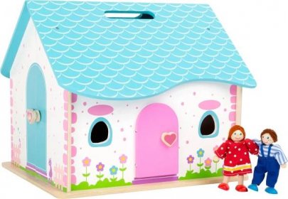 Dřevěný skládací domeček pro panenky