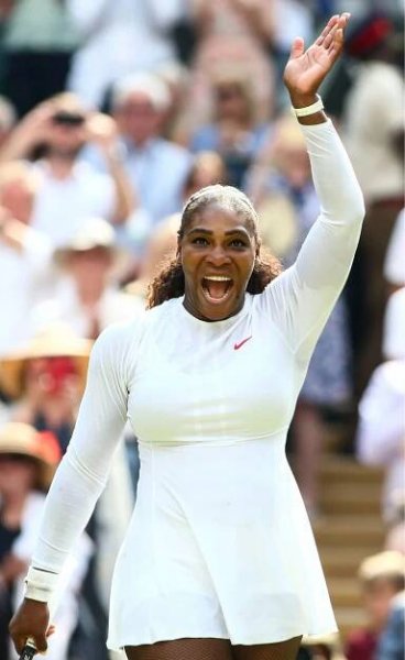 Serena Williams celebrates a victory.