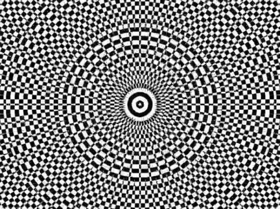 Černobílá psychedelická optická iluze. Abstraktní hypnotické animované pozadí. Kostkovaná geometrická tapeta — Stock záběr