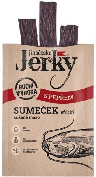 Jihočeské Jerky Rybí - sumeček africký s pepřem 15 g | Ošatka.cz